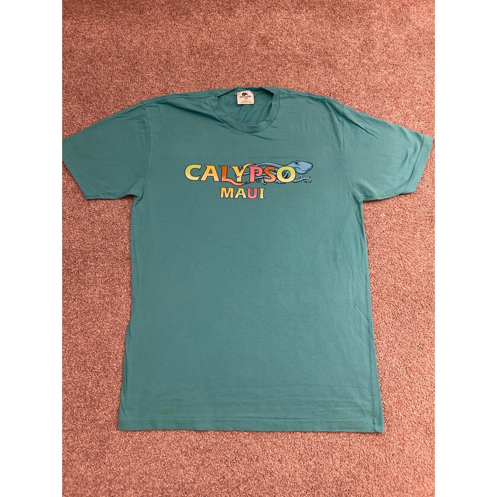 Coastal Classics Calypso Maui T-Shirt Mens Large Teal Excellent Octopus Graphic